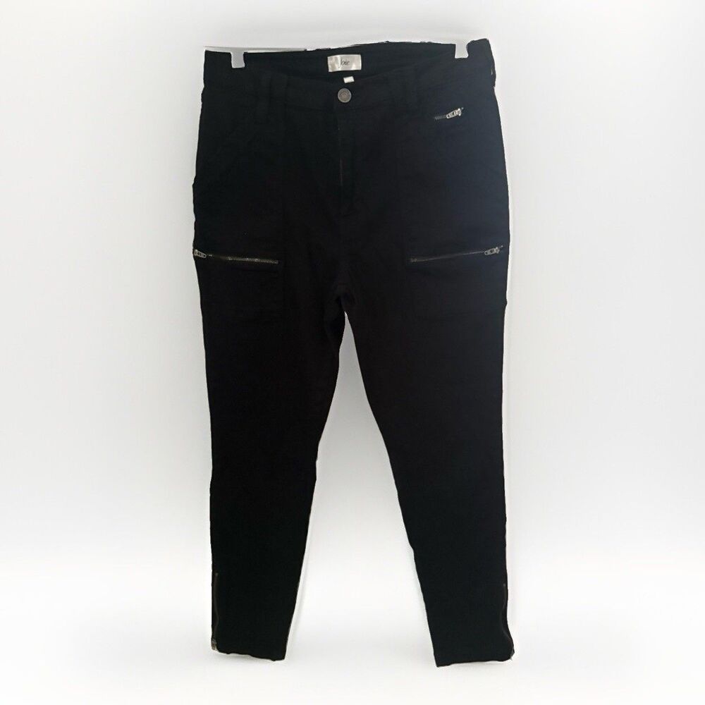 Joie Park Cargo Pants Skinny Zippers Stretch Utilitarian Dress Casual Black 14